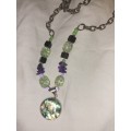 Pretty semi precious stone and puma shell necklace
