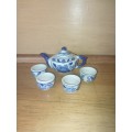Blue and white miniature oriental tea set