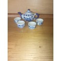 Blue and white miniature oriental tea set