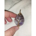 Wire wrapped amyesthst pendant