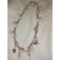 Pink soft pink shell and beaded necklace