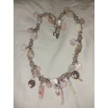 Pink soft pink shell and beaded necklace