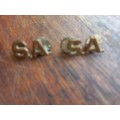SADF SA Infantry, brass `SA` collars pair