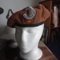 SADF SA Personnel Corps brown beret with badge and balkie.