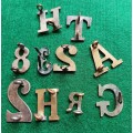 Selection of 10 Military brass & WM numbers and letters