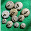 SADF / UDF selection of 11 Royal Natal Carbineers buttons. Worn 1936 - 64
