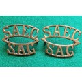 SA UDF SA Engineering Corps, (Genie,) brass titles pair
