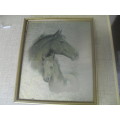 *#  A VINTAGE RUANE MANNING PICTURE - HORSE HEADS - 26 x 24cm
