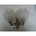 * #  A VINTAGE METAL 2X ARMED SCONCE - WALL MOUNTED LIGHTS / LAMPS