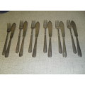 *# SET OF 6x  ANTIQUE W and H S SILVER PLATED FISH FORKS and KNIVES