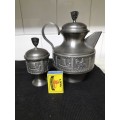 *#SPECIAL for 7 Days ONLY#*. VINTAGE KYRRE NORSK TINN  PEWTER COFFEE POT and SUGAR BOWL