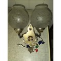 a VINTAGE 2x ARMED METAL WALL LAMPS LIGHTING SCONCE