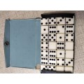 A VINTAGE 28 PIECE IVORY LIKE DOMINOES - Made in Japan