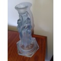 A GORGEOUS FROSTED BLUE  Walther AND Sohne 3 GRACE CANDLE STICK HOLDER