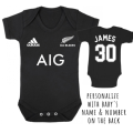 PERSONALISED ALL BLACKS RUGBY Baby Grow with NAME and NUMBER/ All Blacks baby onesie/ Babyshower