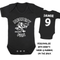PERSONALISED SHARKS RUGBY Baby Grow with NAME and NUMBER/Sharks newest fan Onesie / Grower/ Bodyvest