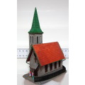 SCENERY HO: Small European Style Plastic Village Church in Fair Used Condition.