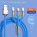 3 in 1 Silicone Zinc Alloy Cable with Type C, Micro USB & Lightning - 120W 6A