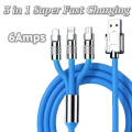 3 in 1 Silicone Zinc Alloy Cable with Type C, Micro USB & Lightning - 120W 6A