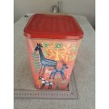 Biscuit tin - red- animals