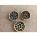 coloured glass pebble mosaic trinket dish x 3