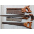 4 x Wooden saw  houtsaag  vintage antique implements implimente