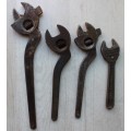 4 x Wrench spanner moersleutel shifting spanner wrench -   vintage antique implements implimente