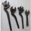 4 x Wrench spanner moersleutel shifting spanner wrench -   vintage antique implements implimente