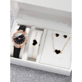 Ladies Digital Dial Quartz Watch + Love Jewelry Set (5pcs/set)