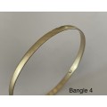 9CT SOLID GOLD BANGLE - 4mm WIDE and 62mm O/D  5.95 GRAMS - (BANG04)