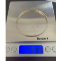 9CT SOLID GOLD BANGLE - 4mm WIDE and 62mm O/D  5.95 GRAMS - (BANG04)