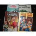 4 BOOKS -  Tom Sawyer,  Peter Denmark adventure,, 7 wise owls  and Mudlarks and Mysteries