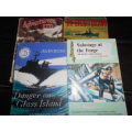 4 BOOKS:   SABOTAGE FORGE, SECRET ISLAND,   ADVENTURERS and DANGER GLASS ISLAND