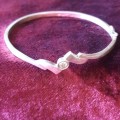 925 Sterling Silver Clip Bangle With Crystal Stone