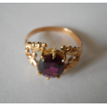 Antique Victorian Almandine Garnet SET in 10ct Yellow & Rose Gold Ring c.1850