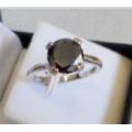 **NEW YEAR SPECIAL**Certified 1.25ct Genuine Black Diamond Classic Solitaire Ring**