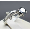 **1.00ct Genuine Natural Black Diamond DOLPHIN Ring** Free Appraisal Certificate $800!