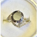 5ct Round Moissanite and Natural Raw Diamond Ring set - Stunning!