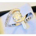 1.11ct White/Ice Blue Solitaire Moissanite Ring - Stunning Sparkle