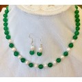 Genuine Pearl and Green Malaysia Jade Necklace - Free Earrings
