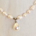 GENUINE BAROQUE PEARL NECKLACE WITH SHELL PEARL PENDANT