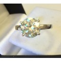 2.70ct Ice Blue Moissanite Solitaire Ring - Beautiful!