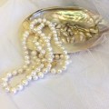 Impressive 90cm Genuine White 8-9mm Pearl Necklace - Beautiful!