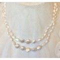 Genuine Pearl Baroque and Coin Double Strand Necklace - Beautiful