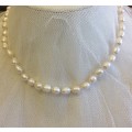CLEARANCE SALE! GENUINE WHITE BAROQUE PEARL NECKLACE & FREE EARRINGS!