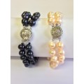 Genuine Pearl Double Strand Bracelet - Peach or Black Pearls - So Elegant