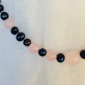 Genuine Black Freshwater Pearl and Pink Jade Necklace