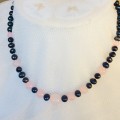 Genuine Black Freshwater Pearl and Pink Jade Necklace
