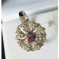 GENUINE NATURAL RAW DIAMOND RING - PINK FLOWER - UNIQUE