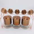 Premium 8 PCS Stainless Steel Spice Jar Canister Set With Rack/Spice rack with holder/Copper color
